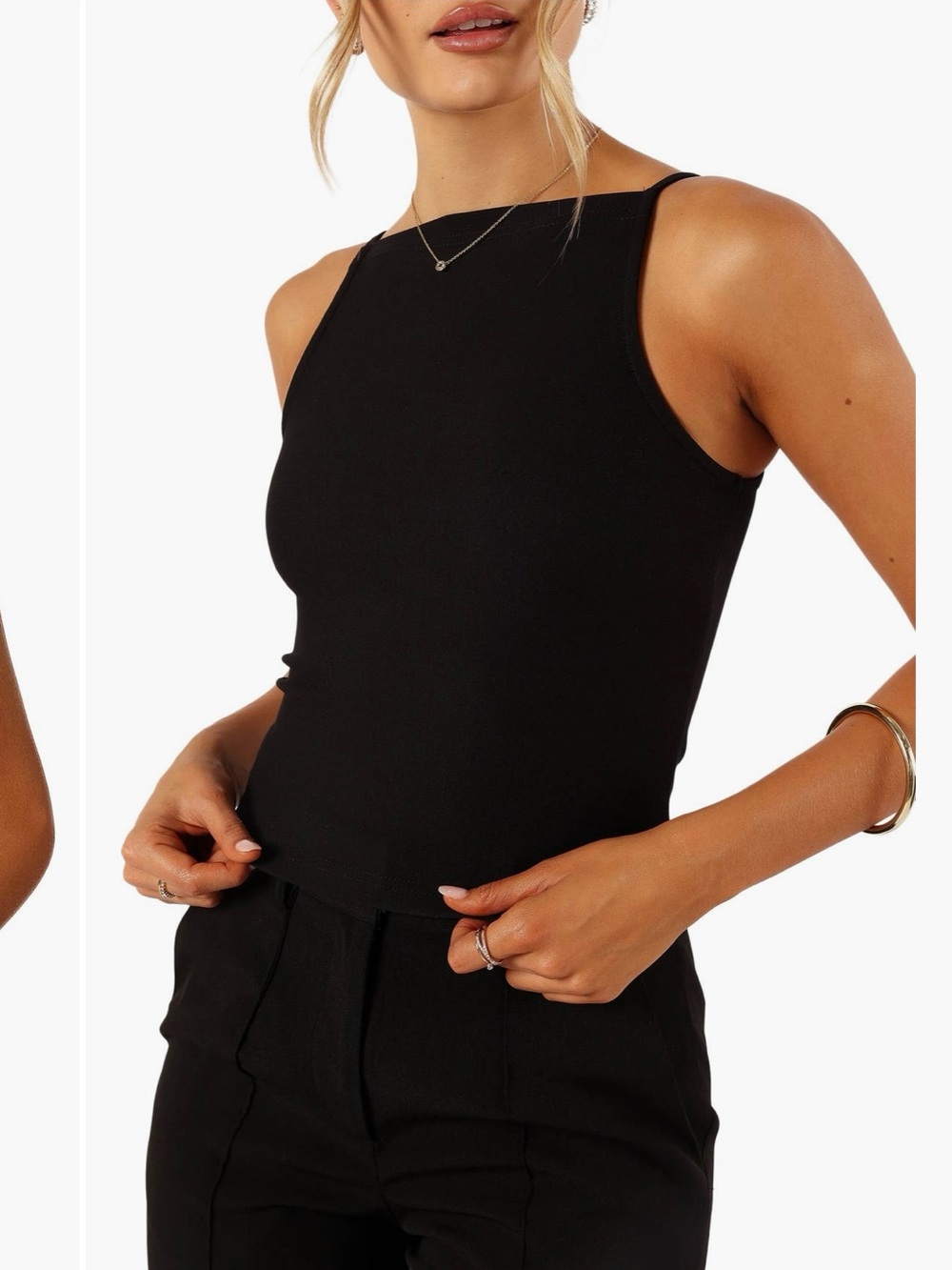 Petal & Pup Black High-Neck Sleeveless Tank